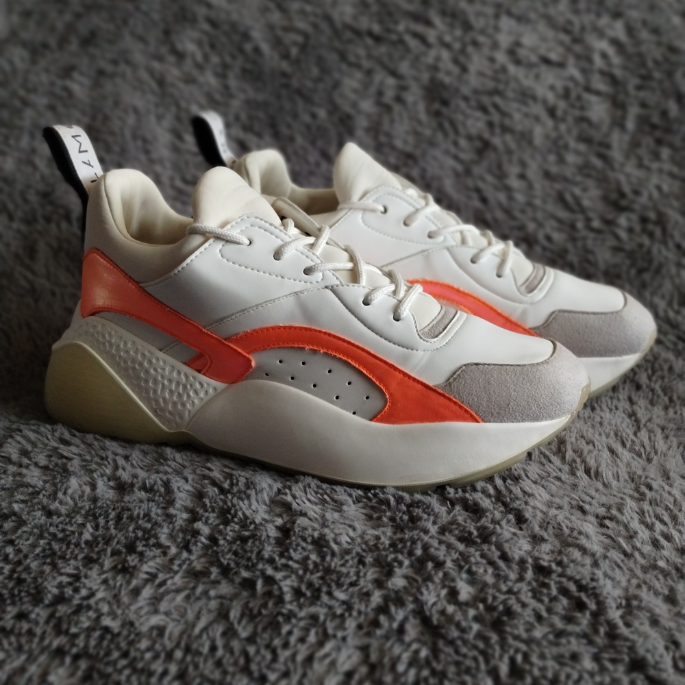 Stella McCartney Loop Sneakers Women’s 39 / US 9 White Orange Designer Trainers